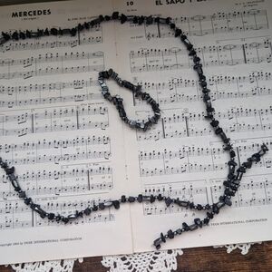 Black Beaded Necklace and Bracelet Set